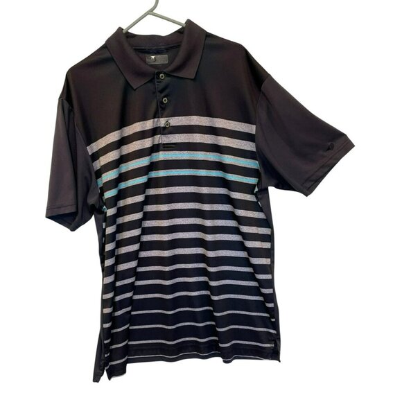 Grand Slam Men's 3-Button Striped Golf Polo Shirt Size XXL in Black, Blue Active - Picture 1 of 12